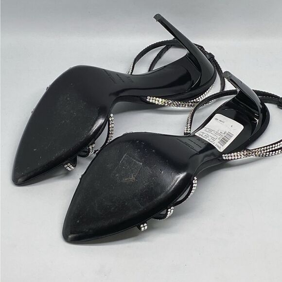 Saint Laurent Ava Sandals in Crepe Satin with Rhinestones size 40.5 - Picture 12 of 13